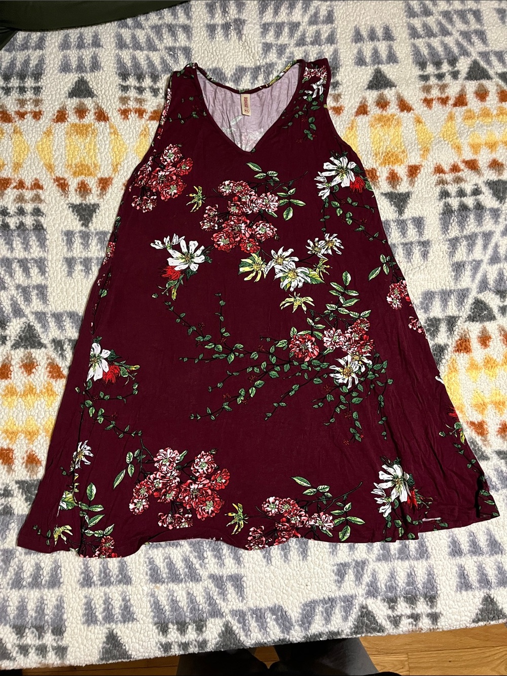 Women’s Floral A-Line Dress in Burgundy